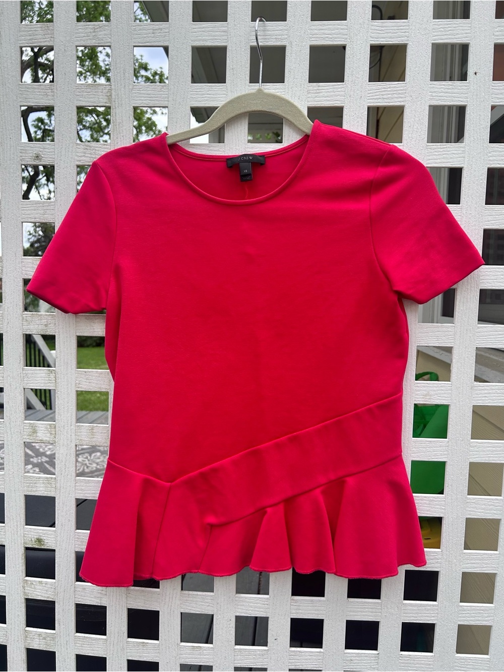 J. Crew Bright Red Short-Sleeve Peplum Top